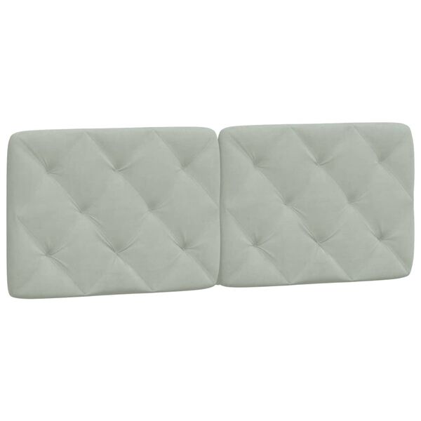 vidaXL Headboard Cushion Light grey Velvet, Foam 55.1 in width
