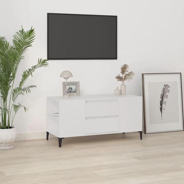 vidaXL TV Cabinet White Engineered Wood, Metal Medium TV Cabinet