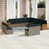 vidaXL 13 Piece Patio Sofa Set with Cushions Gray Poly Rattan
