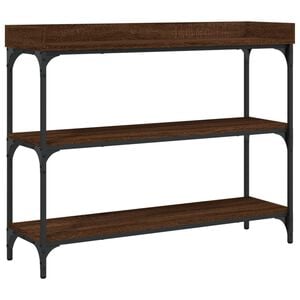 vidaXL Console Table Brown Oak Engineered wood, Metal Console Table