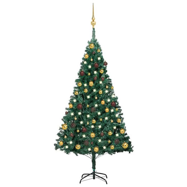 vidaXL Artificial Pre-lit Christmas Tree with Ball Set Green 59.1" PVC