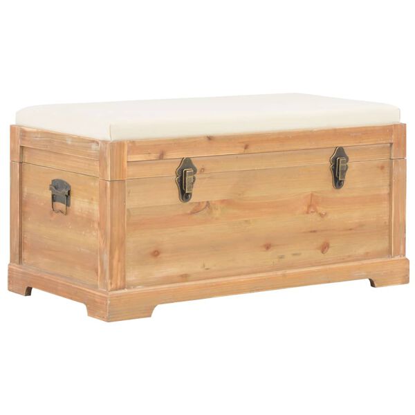 vidaXL Storage Chest Natural wood MDF, Polyester 31.5 x 15.7 x 15.7 in