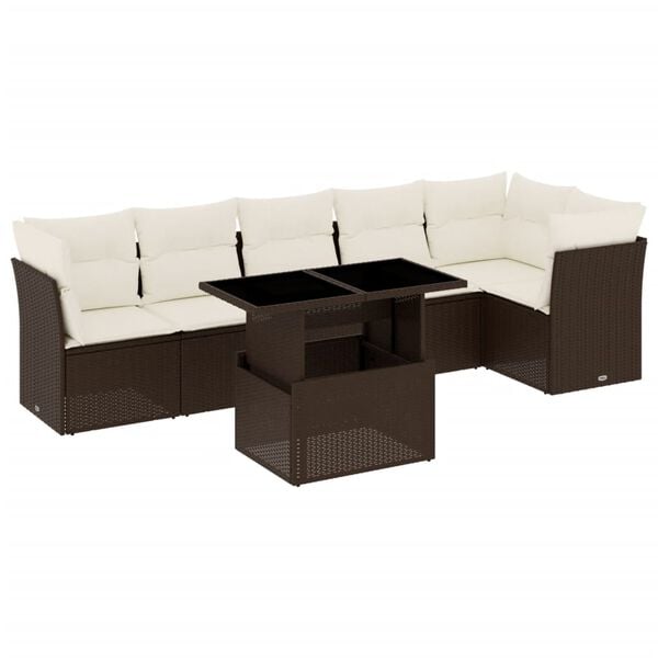 vidaXL Garden Sofa Set Brown, Cream white