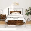 vidaXL Bed Frame Smoked Oak Engineered wood Twin Twin Bed Frame