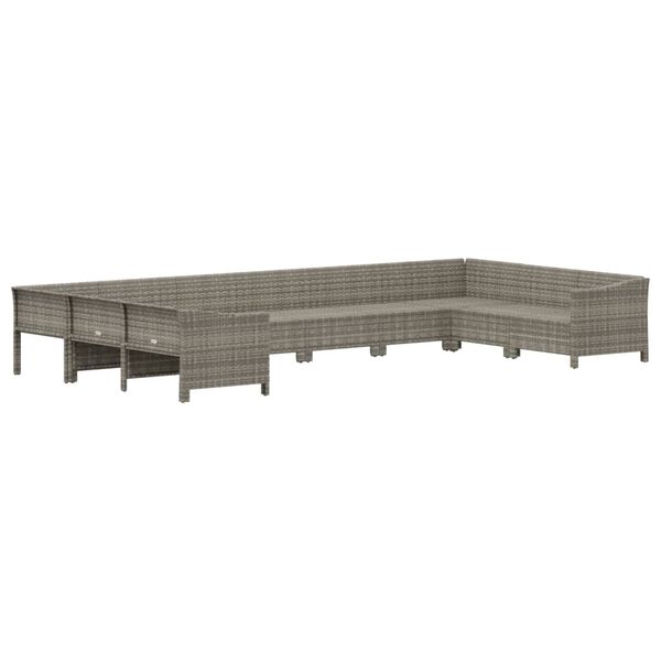 vidaXL Garden Lounge Set Grey PE Wicker, Powder-Coated Steel, Polyester