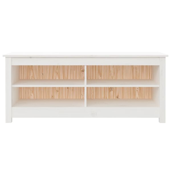 vidaXL Shoe Bench White Solid pine wood 43.3x15.0x17.9 in Shoe Bench