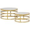 vidaXL Coffee Table Set of 2 Brass and White Marble, Steel Small