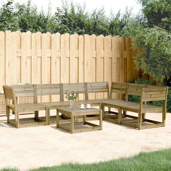 vidaXL Garden Sofa Set Natural Wood Pressure Treated Pine Wood Large