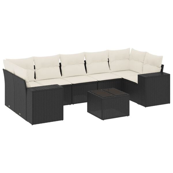 vidaXL Garden Sofa Set Black, Cream White