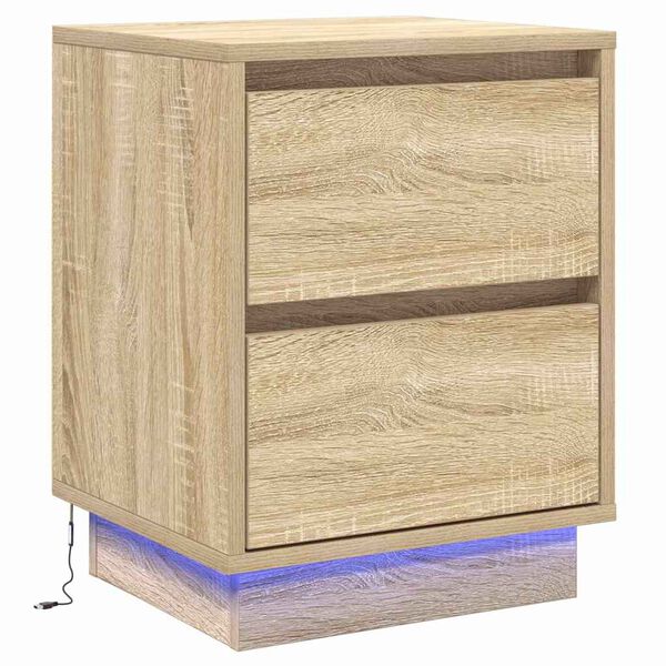 vidaXL Bedside Cabinet with Drawer Sonoma Oak 15.35 x 13.58 x 19.69 in