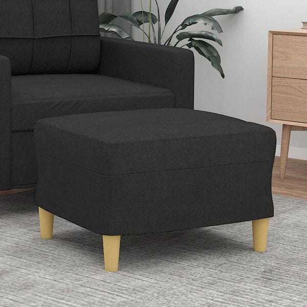 vidaXL Footstool Black 100% Polyester, Plywood 23.6x19.7x16.1 in Modern