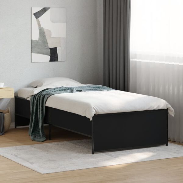 vidaXL Bed Frame Black Engineered wood Twin Durable Bed Frame
