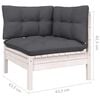 vidaXL Garden Lounge Set White and Anthracite Solid Pine Wood, Polyester