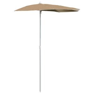 vidaXL Garden Half Parasol with Pole 70.9"x35.4" Taupe