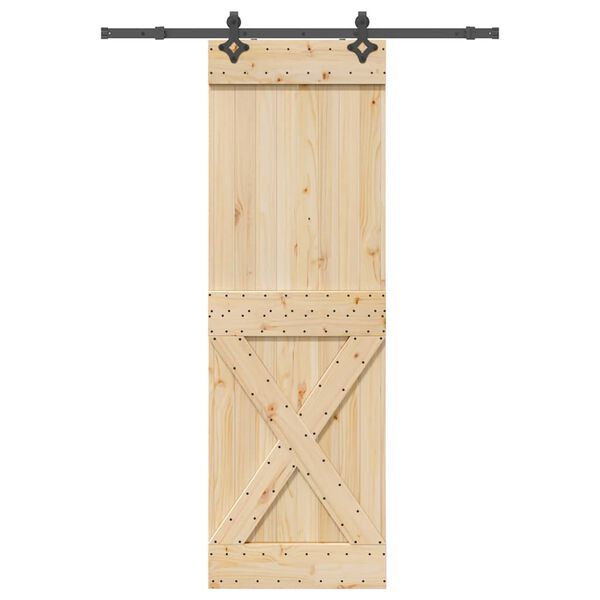 vidaXL Sliding Door with Hardware Set 27.6x82.7" Solid Wood Pine