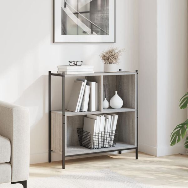 vidaXL Bookcase Grey sonoma Engineered Wood, Powder-Coated Steel Medium
