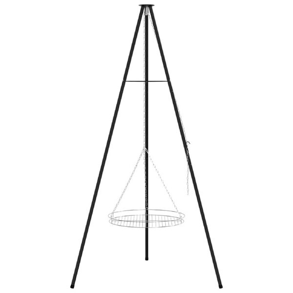 vidaXL Campfire Tripod 2 pcs Black Steel