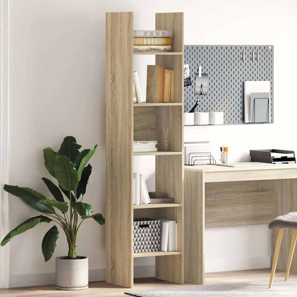 vidaXL Book Cabinet Sonoma oak Engineered Wood 15.7x13.8x70.9 in