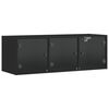 vidaXL Wall Cabinet with Glass Doors Black 40.2"x14.6"x13.8"