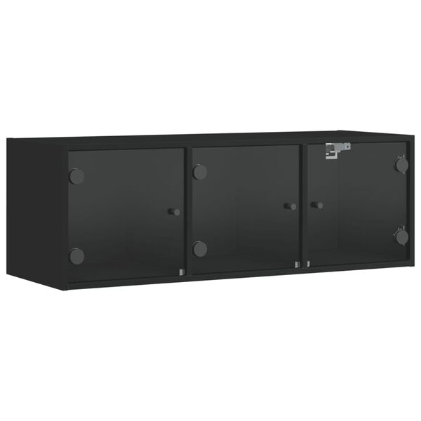 vidaXL Wall Cabinet with Glass Doors Black 40.2"x14.6"x13.8"