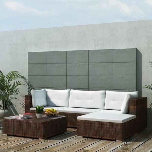vidaXL Lounge Set Brown Powder-coated steel Medium Modular