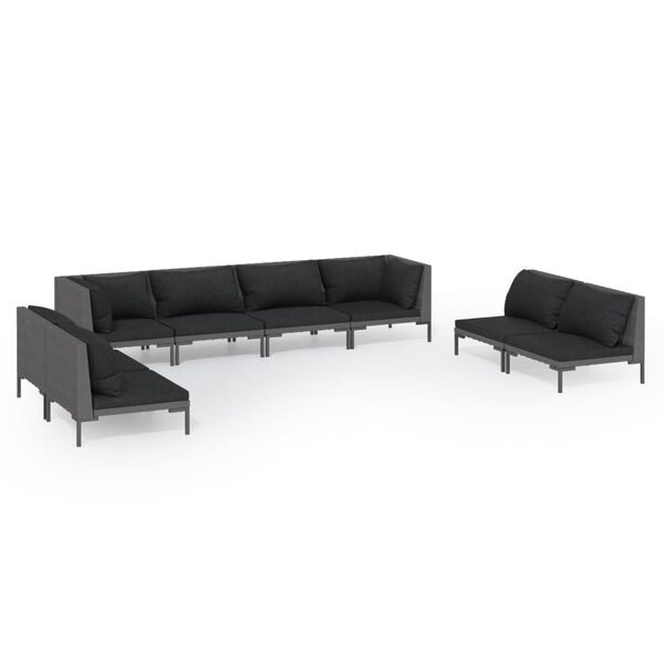 vidaXL Garden Lounge Set Dark Grey, Black