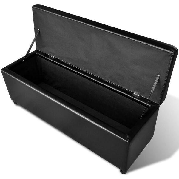 vidaXL Storage Bench Black PVC, Wood 45.7 in x 15.4 in x 17.3 in