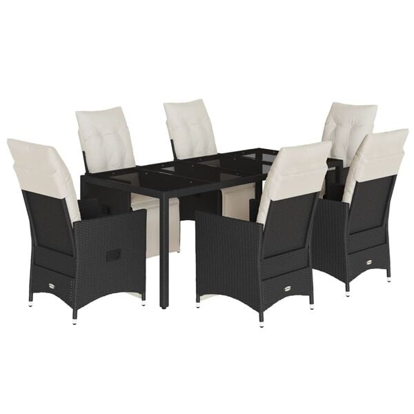 vidaXL Garden Dining Set Black, Cream White