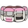vidaXL Dog Playpen Pink and cream Polyester 49.2 in x 49.2 in x 24.0 in