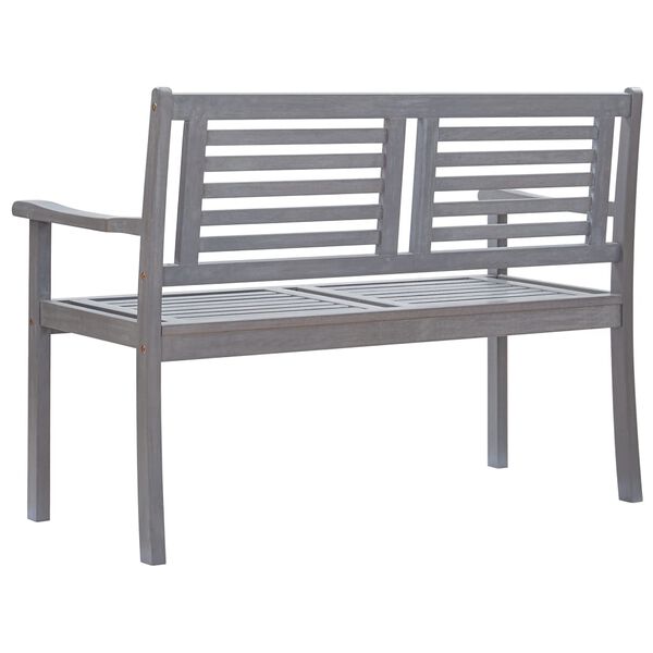 vidaXL Bench Gray Solid eucalyptus wood 2-seater Ergonomic