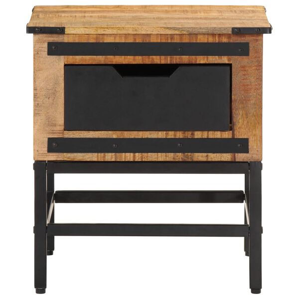 vidaXL Bedside Cabinet Natural wood, Black Solid mango wood, Iron