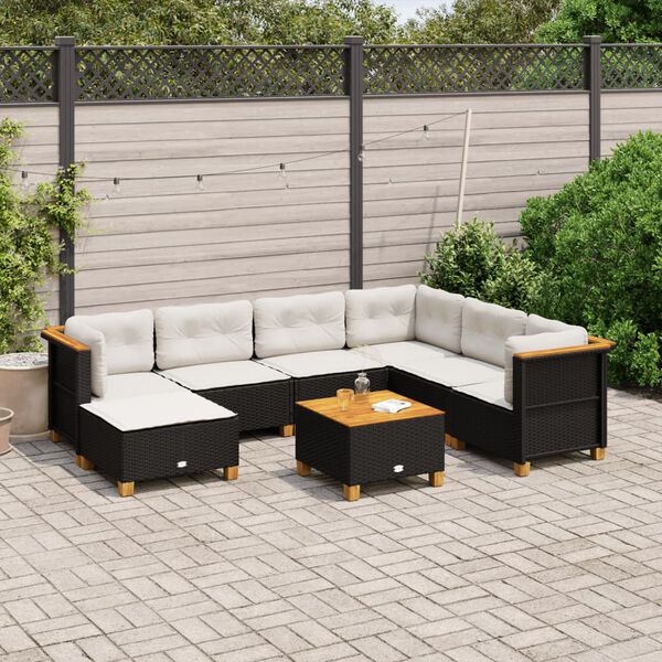 vidaXL Garden Sofa Set Black and Cream White