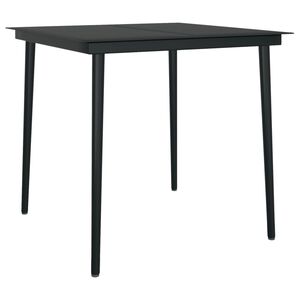 vidaXL Garden Dining Table Black Powder-coated steel, glass