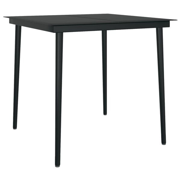 vidaXL Garden Dining Table Black Powder-coated steel, glass