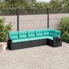 vidaXL Patio Sofa Set Black, Blue PE Rattan, Powder-Coated Steel Large