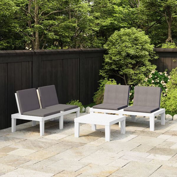 vidaXL Garden Lounge Set White, Anthracite
