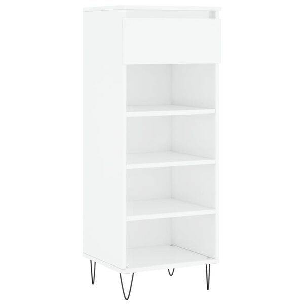 vidaXL Shoe Cabinet High gloss white Engineered wood, metal Medium
