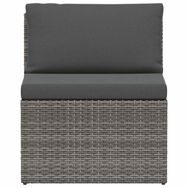 vidaXL Sofa Set Grey Poly Rattan, Powder-Coated Steel Large