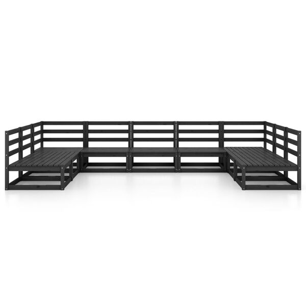 vidaXL Garden Lounge Set Black Solid Pine Wood Large Modular