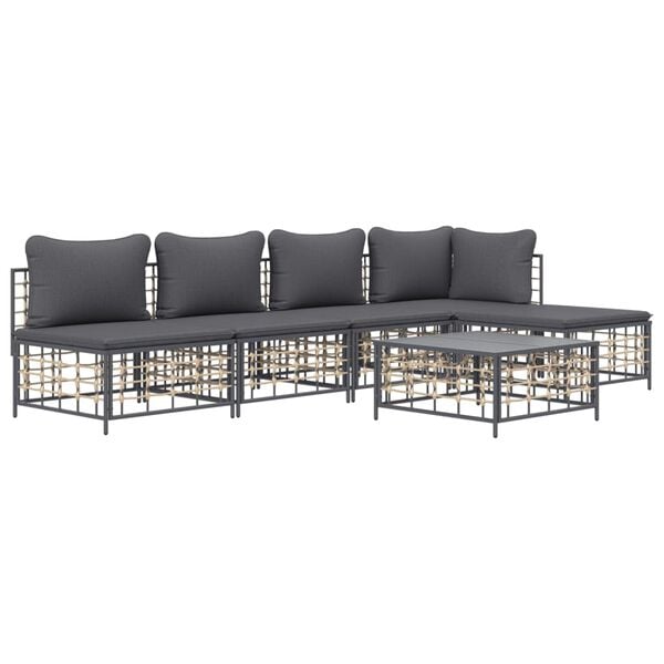 vidaXL Garden Lounge Set Anthracite Poly Rattan Large Modular