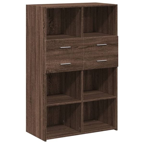 vidaXL Highboard Brown oak Engineered wood 31.5 x 16.7 x 48.8 in