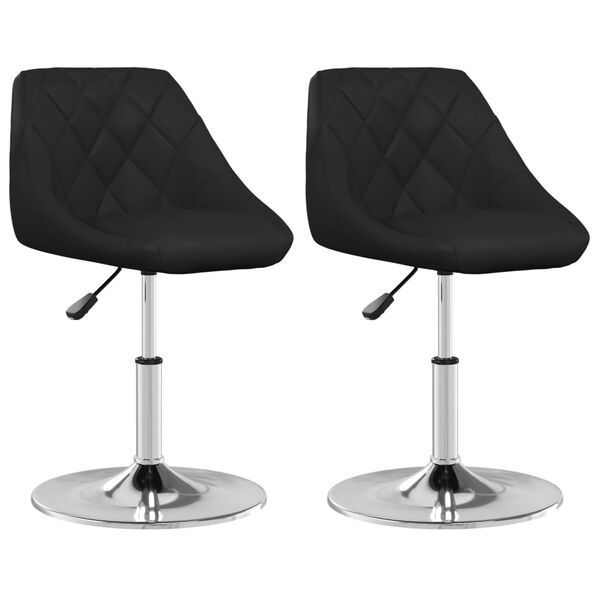 vidaXL Dining Chair Set of 2 Black Faux leather, chrome-plated steel
