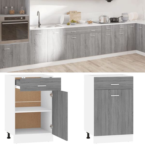 vidaXL Drawer Bottom Cabinet Grey Sonoma Engineered Wood Medium