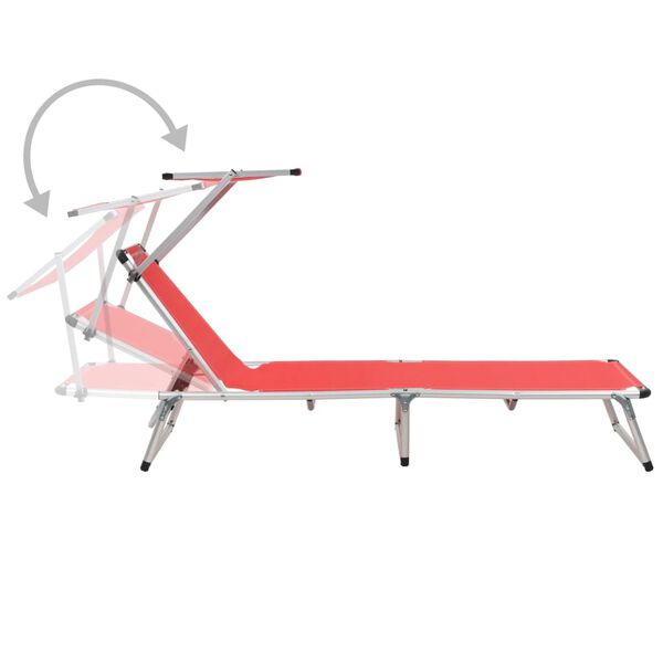 vidaXL Sun Lounger Red Aluminum, Textilene Standard Foldable