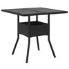 vidaXL Garden Table Black Poly Rattan, tempered glass, powder-coated steel