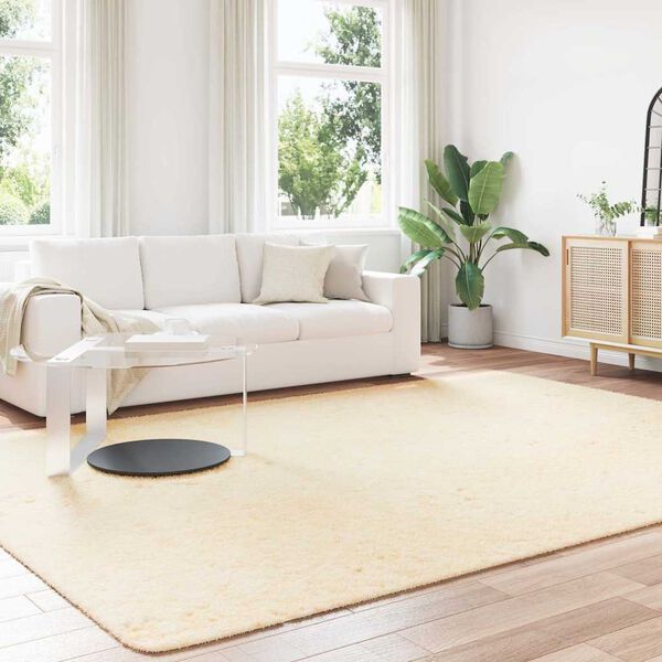 vidaXL Shaggy Rug Cream 100% Polyester 94.5 x 133.9 in Non-slip