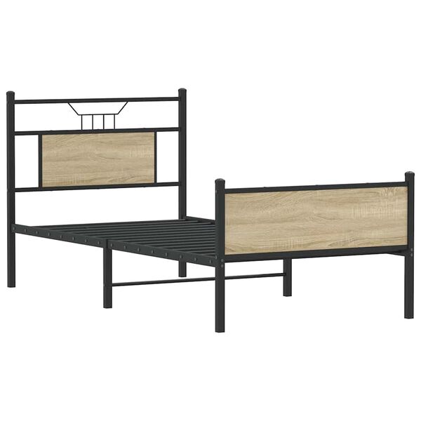 vidaXL Bed Frame Sonoma Oak Engineered wood and steel Small Single