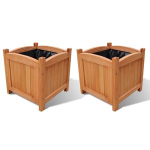 vidaXL Raised Bed Set of 2 Natural Wood Solid wood 11.8 x 11.8 in