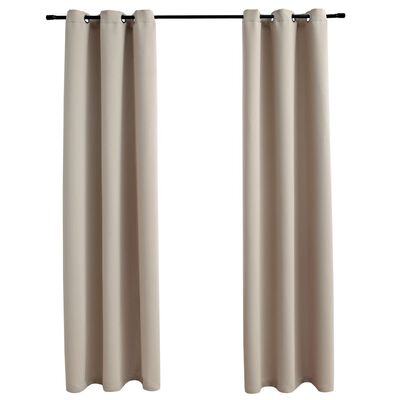 vidaXL Blackout Curtains with Rings 2 pcs Beige 37"x95" Fabric