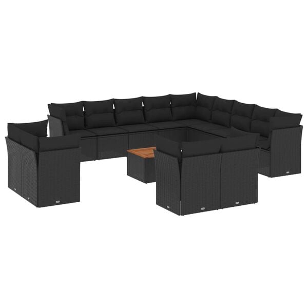 vidaXL Garden Sofa Set Black, Brown